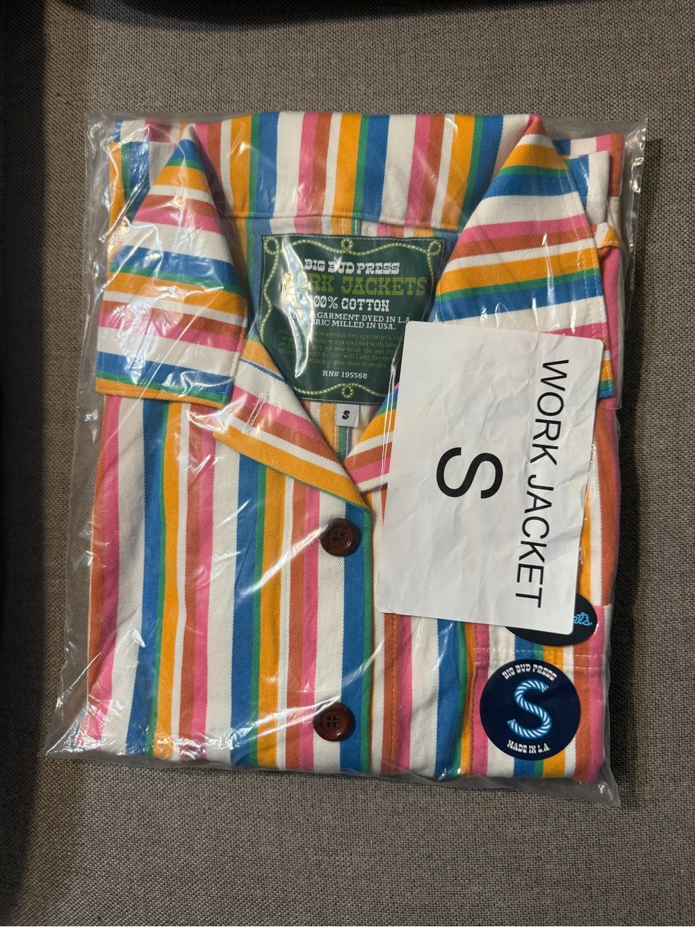 Big Bud Press Work Jacket - Small- Multicolor Rainbow Stripe